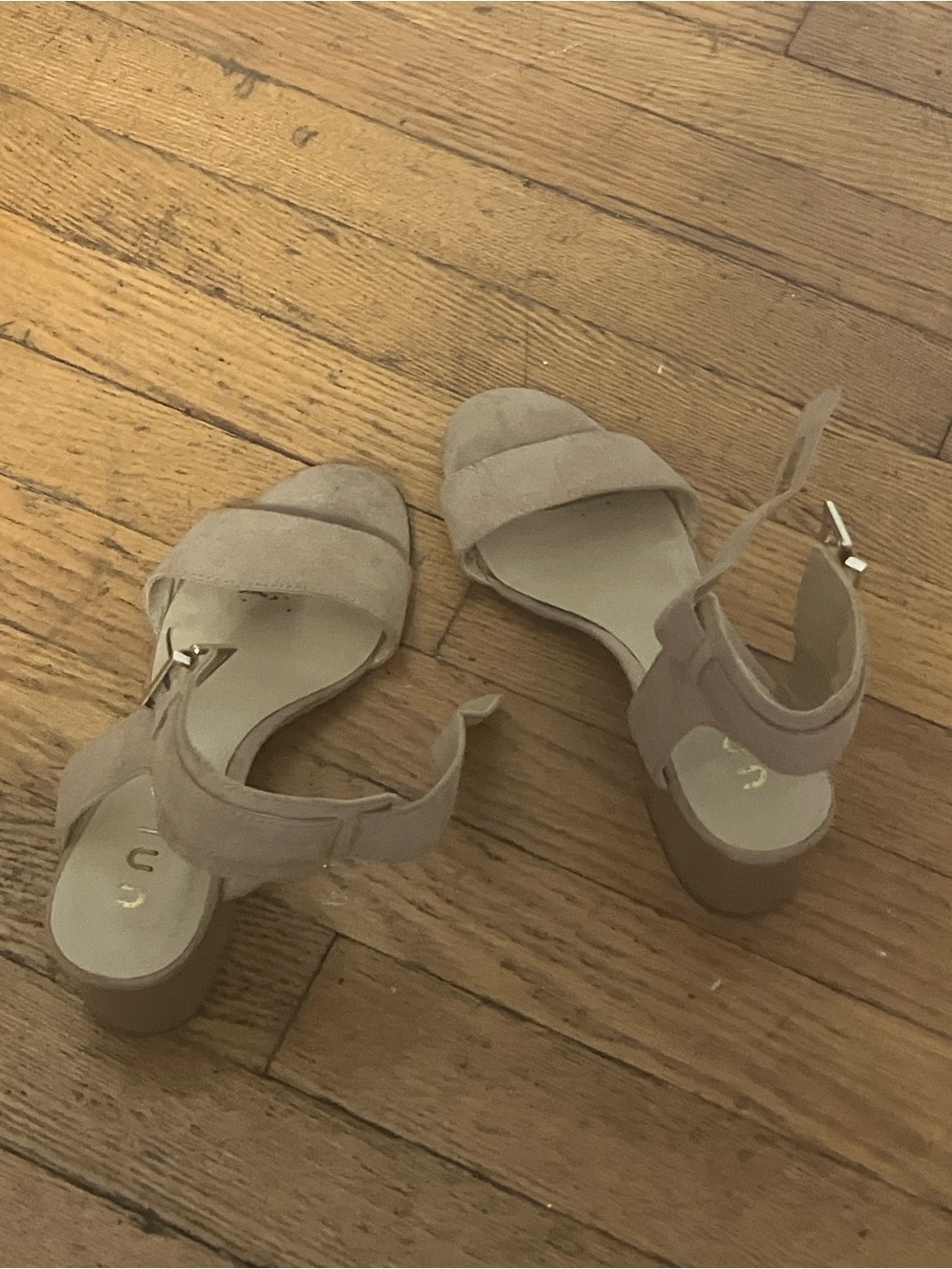 Unisa Taupe Suede Block Heel Ankle-Strap Sandals